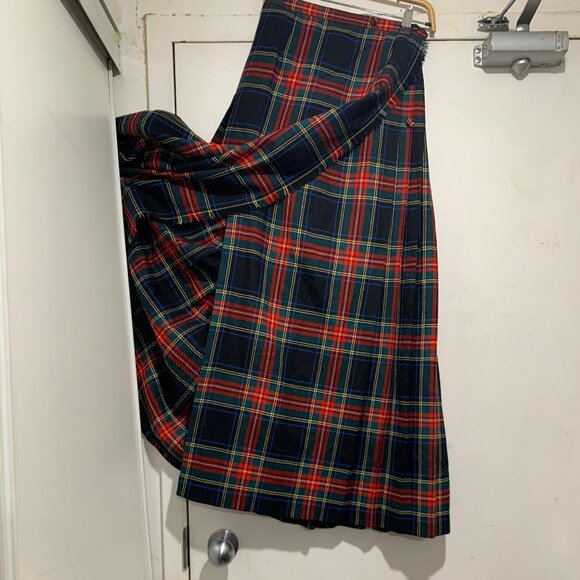 VINTAGE ALJEANS MAXI WOOL PLAID PLEATED KILT SKIRTS SIZE 8 - Picture 6 of 16